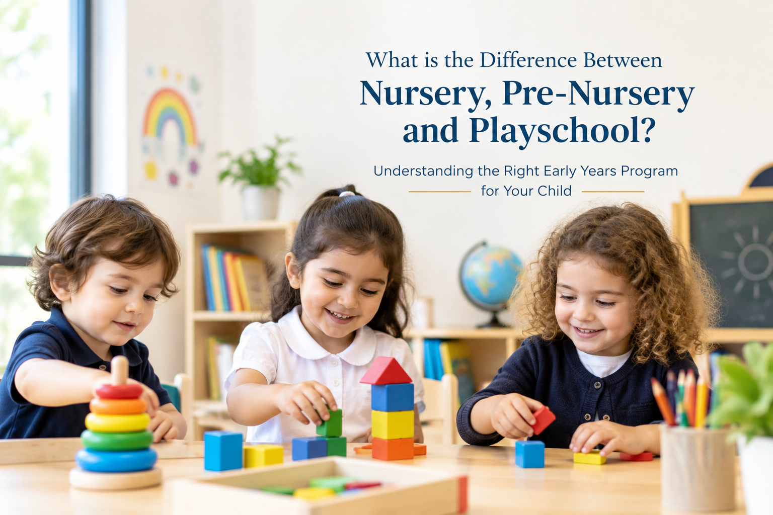 Difference between nursery, pre-nursery and playschool programs for children